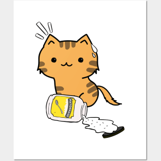 Cute Orange Cat spilled mayonnaise Posters and Art